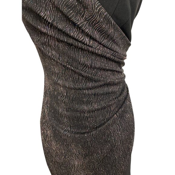 Strapless Ruched Bodycon Dress By Teez Me Juniors Size 7 Spandex Black Gold - Picture 4 of 8